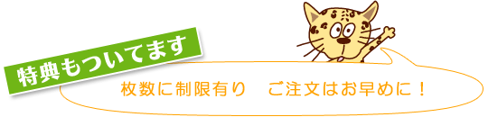 特典もついてます枚数に制限有り　ご注文はお早めに！